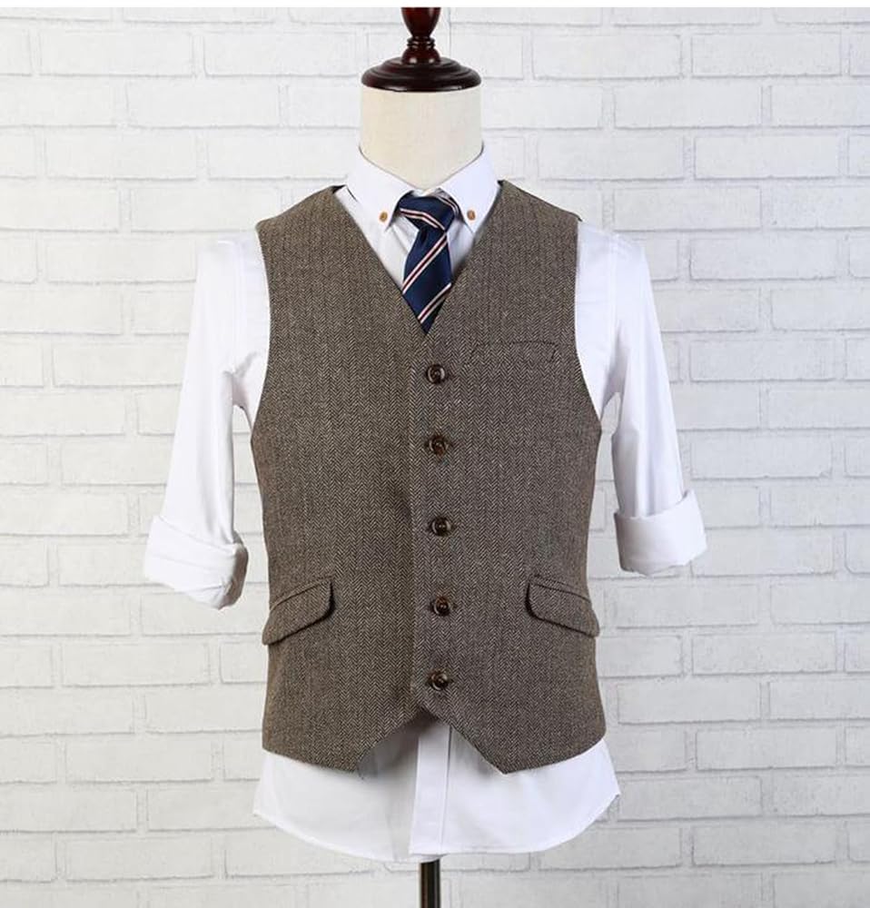 Amazon.com: AeoTeokey Mens Classic Wool Tweed Suit Vest